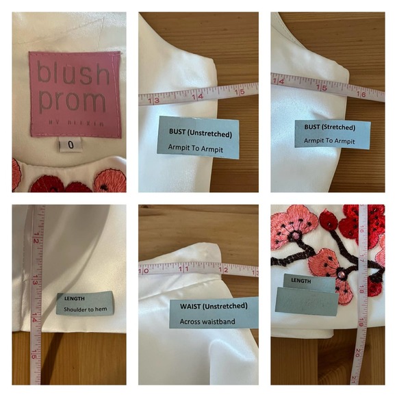 Blush Prom 2pc Skirt Set Size 0 White Red Pink Cherry Blossom Floral Embroidered - Picture 3 of 10